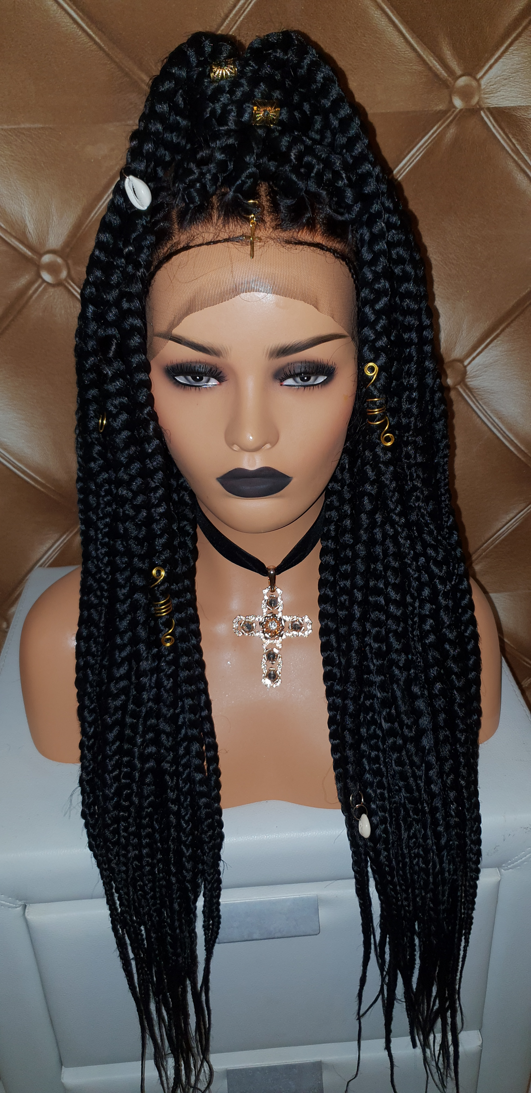 'Bella' box braid lace frontal wig